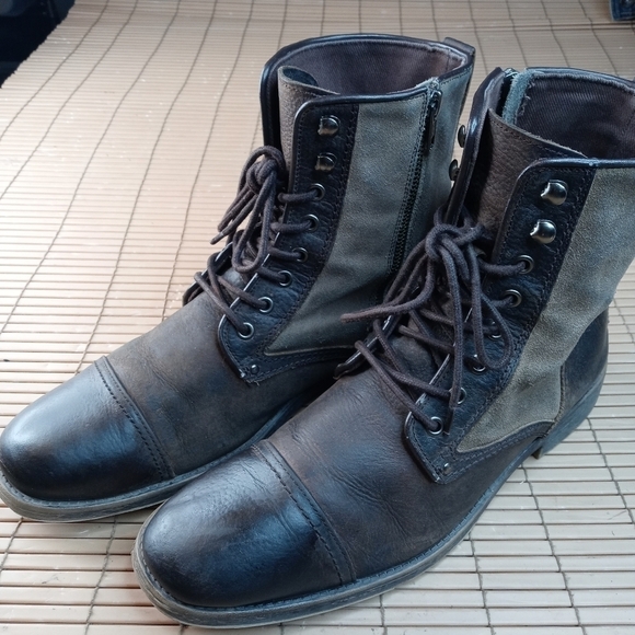 Aston Grey Collection "Bowers" Genuine Brown Leather and suede Cap toe side zip - Picture 2 of 10